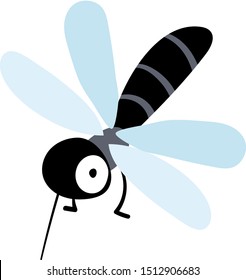 Black flying bug, illustration, vector on white background.