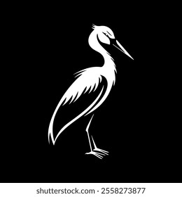 Black flying crane bird silhouette isolated on white background. Crane bird icon vector illustration design.