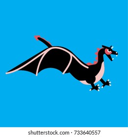Black flying dragon. Vector illustration.