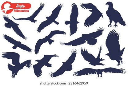 Black Flying Eagle Silhouettes Vector Illustration