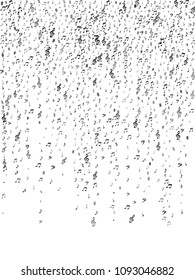 Black flying musical notes isolated on white backdrop. Stylish musical notation symphony signs, notes for sound and tune music. Vector symbols for melody recording, prints and back layers.