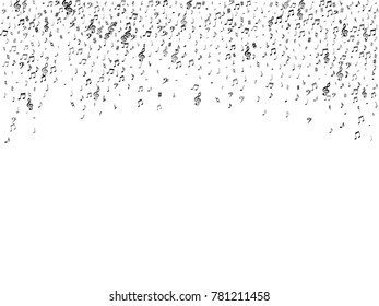 Black flying musical notes isolated on white background. Stylish musical notation symphony signs, notes for sound and tune music. Vector symbols for melody recording, prints and back layers.