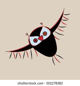 Black flying owl
