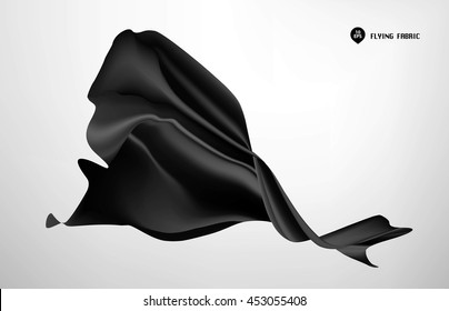 Black flying silk fabric on white background for grand opening ceremony or other occasion