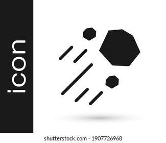 Black Flying stone icon isolated on white background.  Vector