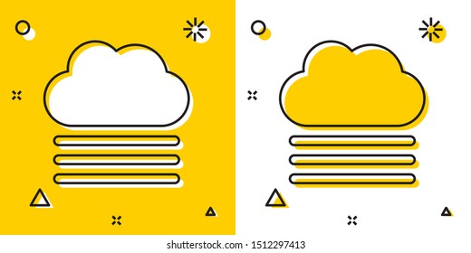 Black Fog and cloud icon isolated on yellow and white background. Random dynamic shapes. Vector Illustration