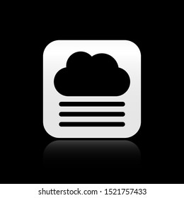 Black Fog and cloud icon isolated on black background. Silver square button. Vector Illustration