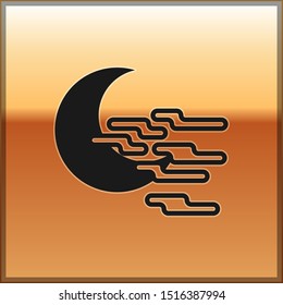 Black Fog and moon icon isolated on gold background.  Vector Illustration