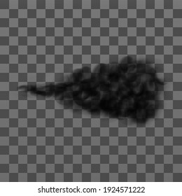 Black fog or smoke cloud. Realistic vector illustration isolated on transparent background.