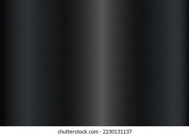 Black foil background. Metal textured shiny gradient. Stainless glossy surface with reflection. Realistic chrome backdrop. Vector illustration.