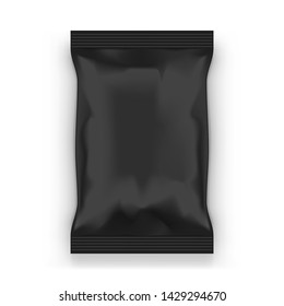 Black Foil Doy Pillow Pack With Shadow. EPS10 Vector