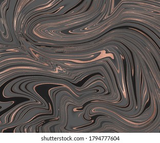 Black with foil liquid ink painting abstract background.