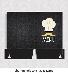 black Folder Corporate identity Menu Restaurant Background coffee beans