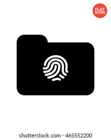 Black folder with Fingerprint Icon Flat Style Isolated Vector Illustration