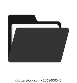 Black folder icon. Flat style. Vector