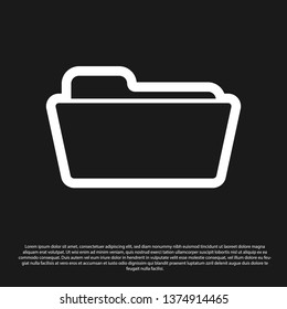 Black Folder icon isolated on black background. Vector Illustration