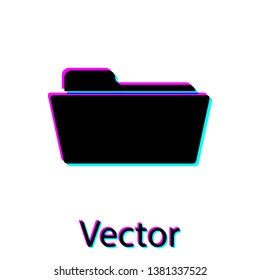 Black Folder icon isolated on white background. Vector Illustration