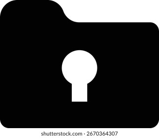 Un icono de carpeta negro con un ojo de cerradura