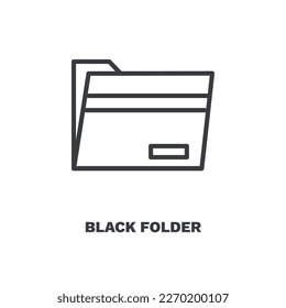black folder icon. Thin line black folder, folder icon from education collection. Outline vector isolated on white background. Editable black folder symbol can be used web and mobile