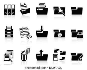 black folder icons set