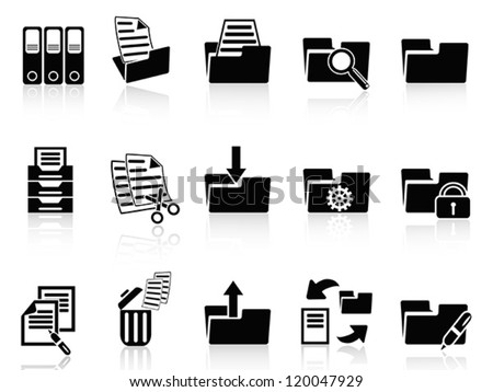 black folder icons set