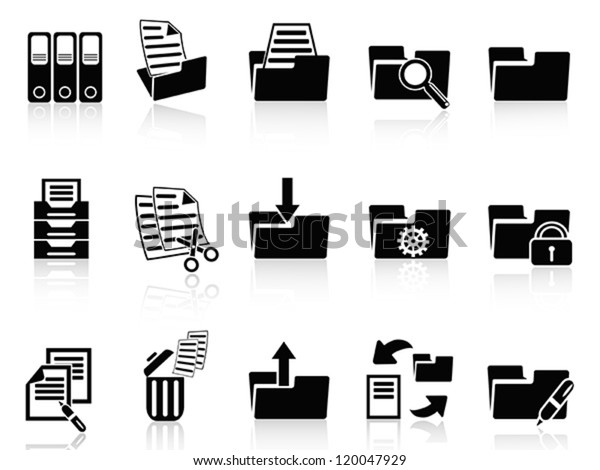 Black Folder Icons Set Stock Vector (Royalty Free) 120047929