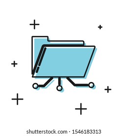 Black Folder and lock icon isolated on white background. Cyber defense. Security, safety, protection concept.  Vector Illustration