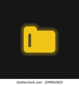 Black Folder Symbol yellow glowing neon icon