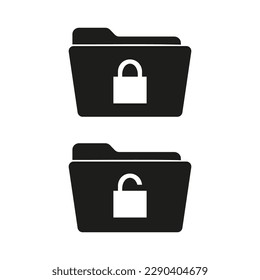 black folders lock icons. Internet network. Cyber protection. Online digital cloud storage. Vector illustration.