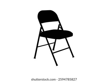 Black Folding Chair Silhouette – Portable, Seating, Furniture Icon