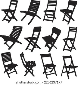 Arte vector de la silla plegable negra.