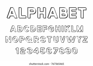Black of font and alphabet
