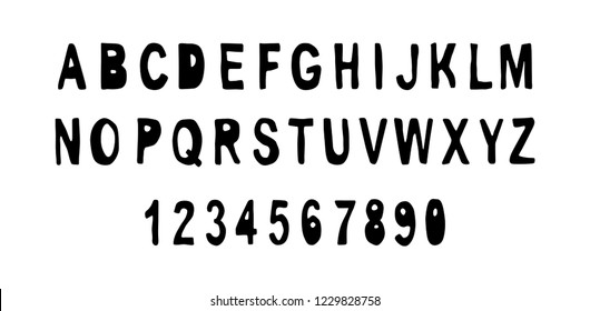 Black of font and alphabet. Isolated on White background