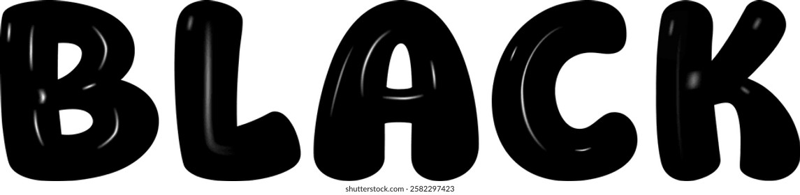 black font  glossy letters in cartoon style. Fonts voluminous inflated from balloon