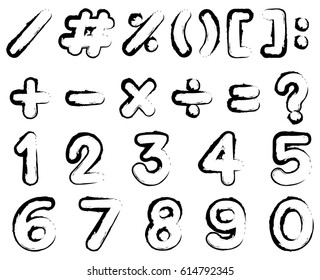 Black font for numbers and signs illustration