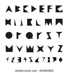Black font with numbers. Vector alphabet in minimalist style.