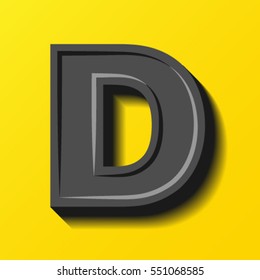 Black font on yellow background, vector, letter D