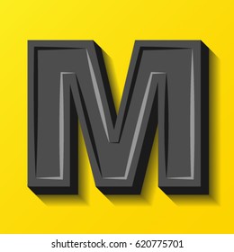 Black font on yellow background, vector, letter M