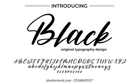 Black Font Stylish brush painted an uppercase vector letters, alphabet, typeface