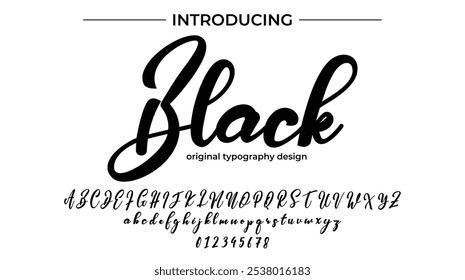 Black Font Stylish brush painted an uppercase vector letters, alphabet, typeface