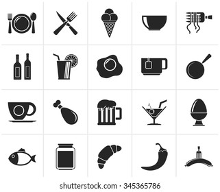 Black Food, drink and restaurant icons - vector icon set