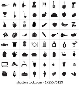 Black food icon set vector illustration