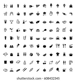 black food icons set