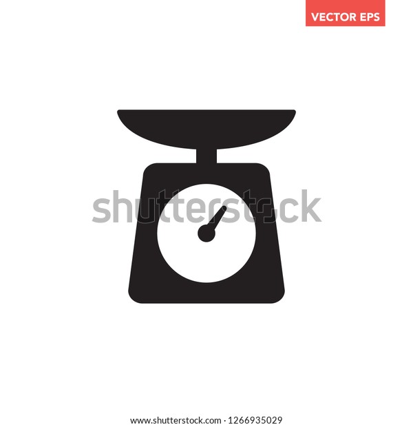 Black food scale / kitchen
tool icon. Simple glyphs flat design interface element for app ads
logo ui ux web banner button, eps 10 vector isolated on white
background