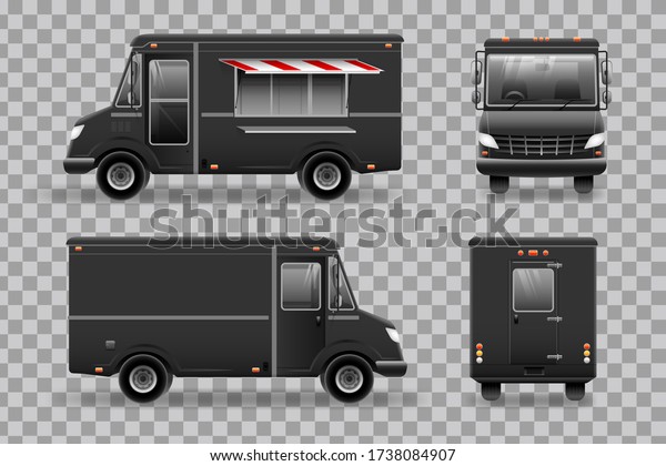 Black Food truck. High Detailed Vector\
Illustration. Food Truck\
Mockup.