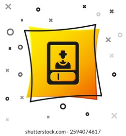 Black Football or soccer card icon isolated on white background. Collection of football trading cards. Yellow square button. Vector