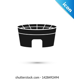 Black Football stadium icon isolated on white background. Football arena.  Vector Illustration