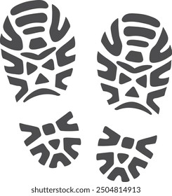 Black footprint icon. Sneaker step mark symbol