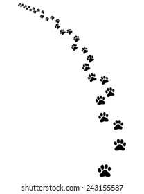 Black footprints of cat, turn left, vector