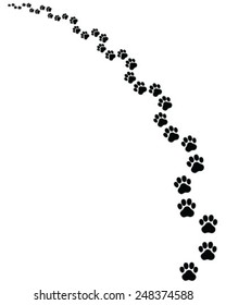 Black footprints of cat, turn left, vector